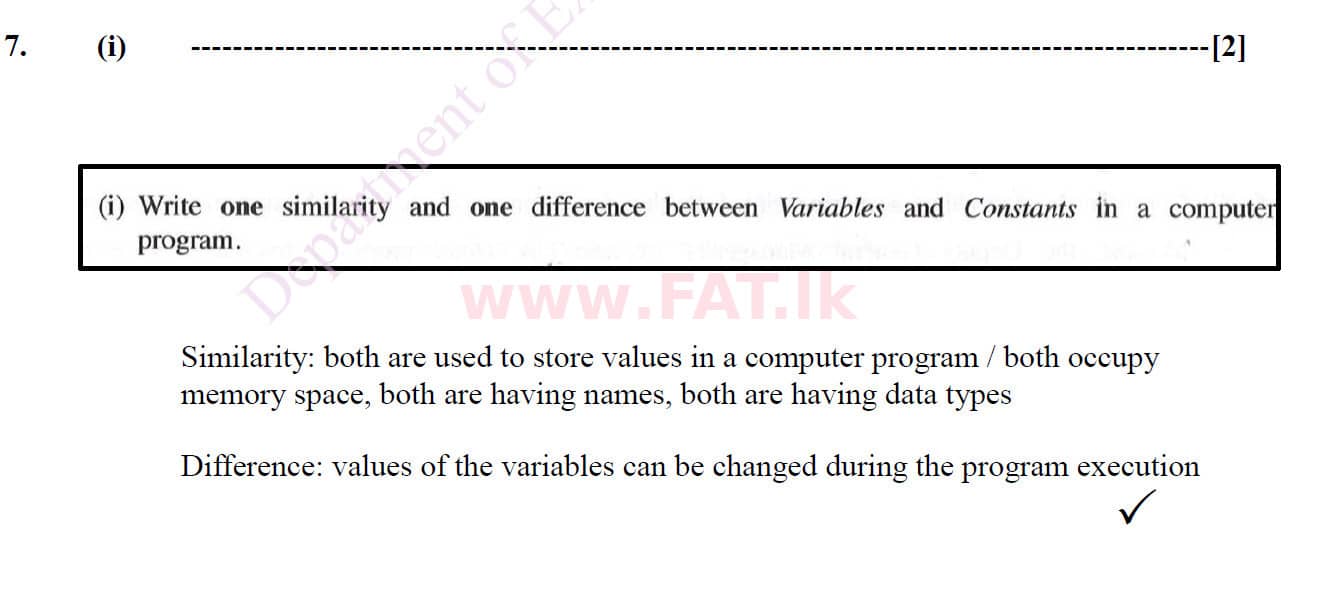 දේශීය විෂය නිර්දේශය : සාමාන්‍ය පෙළ (O/L) තොරතුරු හා සන්නිවේදන තාක්ෂණය (ICT) - 2020 මාර්තු - ප්‍රශ්න පත්‍රය II (English මාධ්‍යය) 7 4928