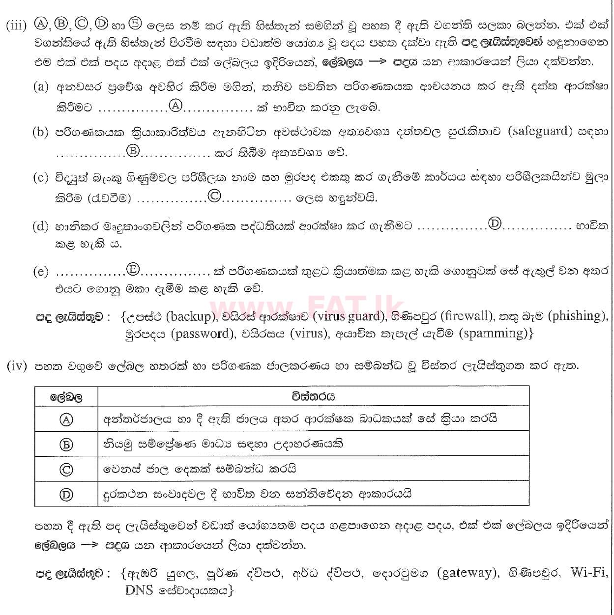 National Syllabus : Ordinary Level (O/L) Information & Communication Technology ICT - 2020 March - Paper II (සිංහල Medium) 2 2