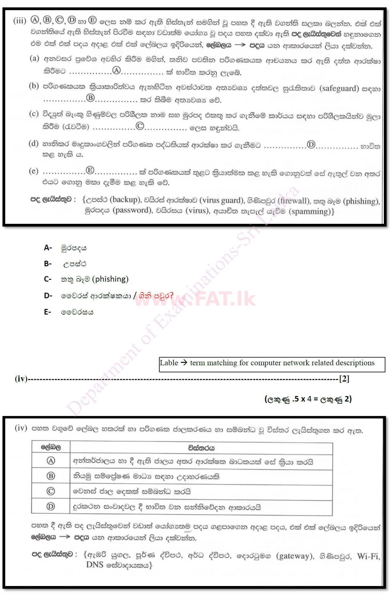 National Syllabus : Ordinary Level (O/L) Information & Communication Technology ICT - 2020 March - Paper II (සිංහල Medium) 2 4940