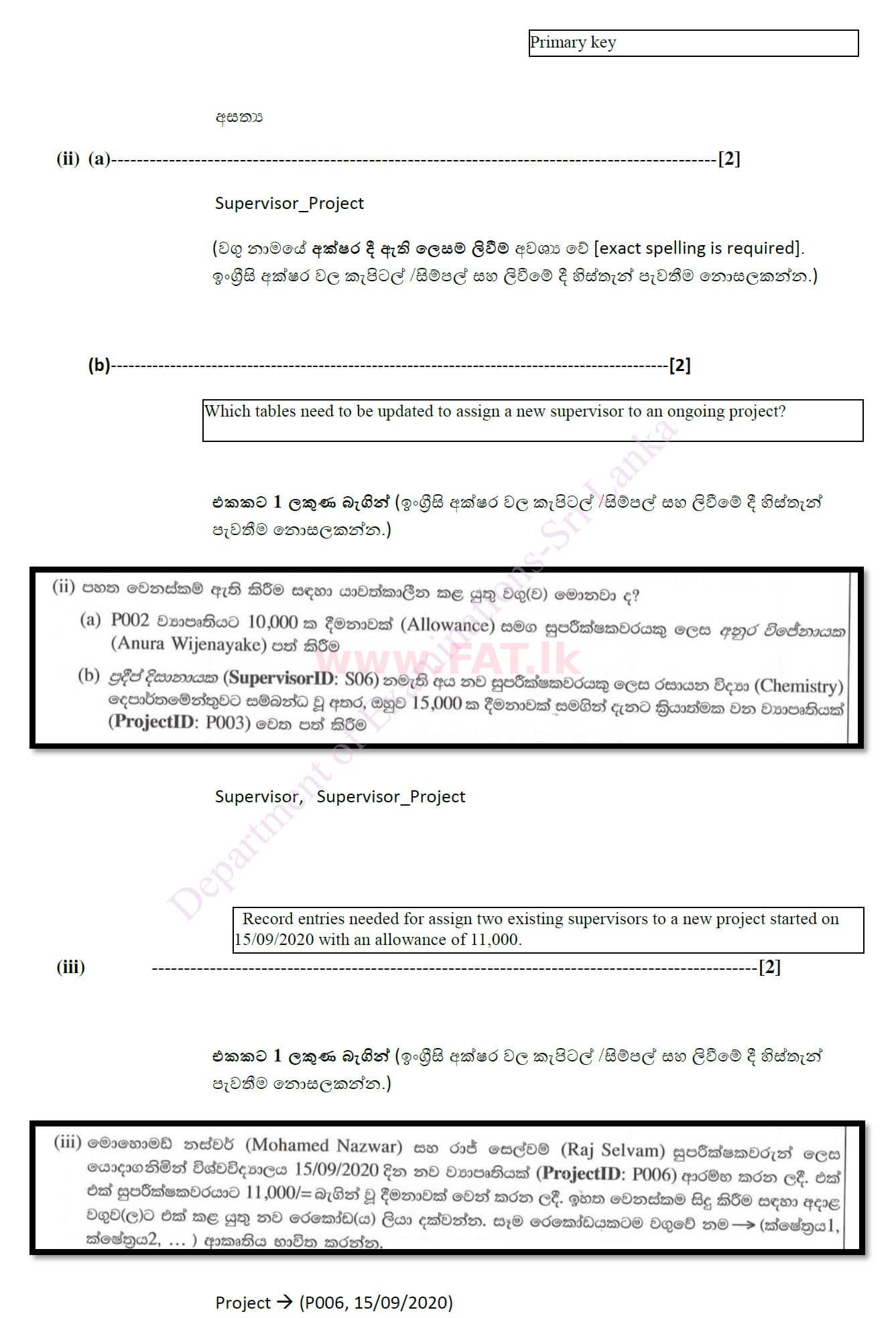 National Syllabus : Ordinary Level (O/L) Information & Communication Technology ICT - 2020 March - Paper II (සිංහල Medium) 3 4943