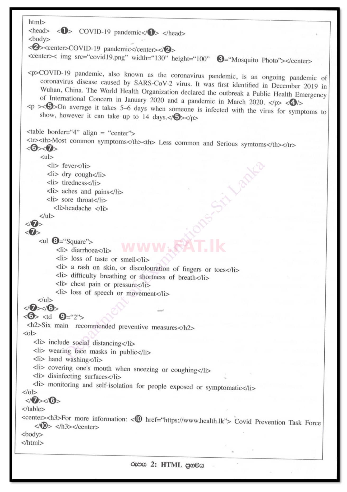National Syllabus : Ordinary Level (O/L) Information & Communication Technology ICT - 2020 March - Paper II (සිංහල Medium) 4 4948