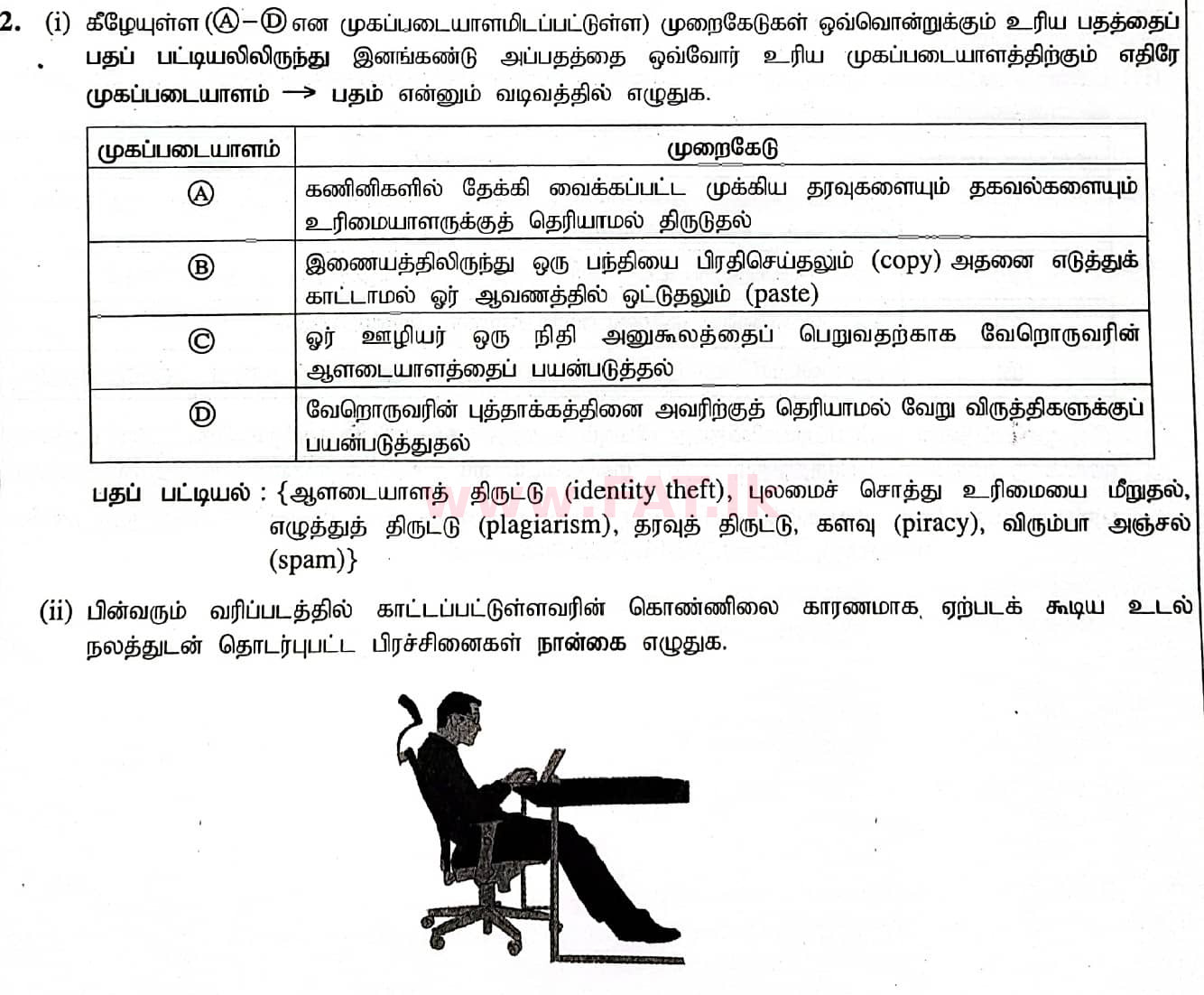 දේශීය විෂය නිර්දේශය : සාමාන්‍ය පෙළ (O/L) තොරතුරු හා සන්නිවේදන තාක්ෂණය (ICT) - 2020 මාර්තු - ප්‍රශ්න පත්‍රය II (தமிழ் මාධ්‍යය) 2 1