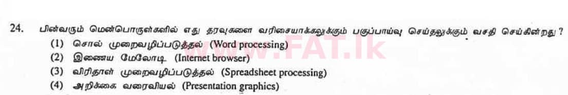 National Syllabus : Ordinary Level (O/L) Information & Communication Technology ICT - 2007 December - Paper I (தமிழ் Medium) 24 1