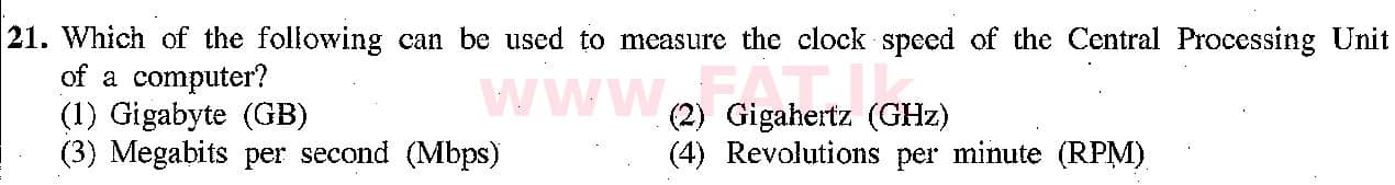 உள்ளூர் பாடத்திட்டம் : சாதாரண நிலை (சா/த) தகவல் தொடர்பாடல் தொழில்நுட்பம் - 2018 டிசம்பர் - தாள்கள் I (English மொழிமூலம்) 21 1