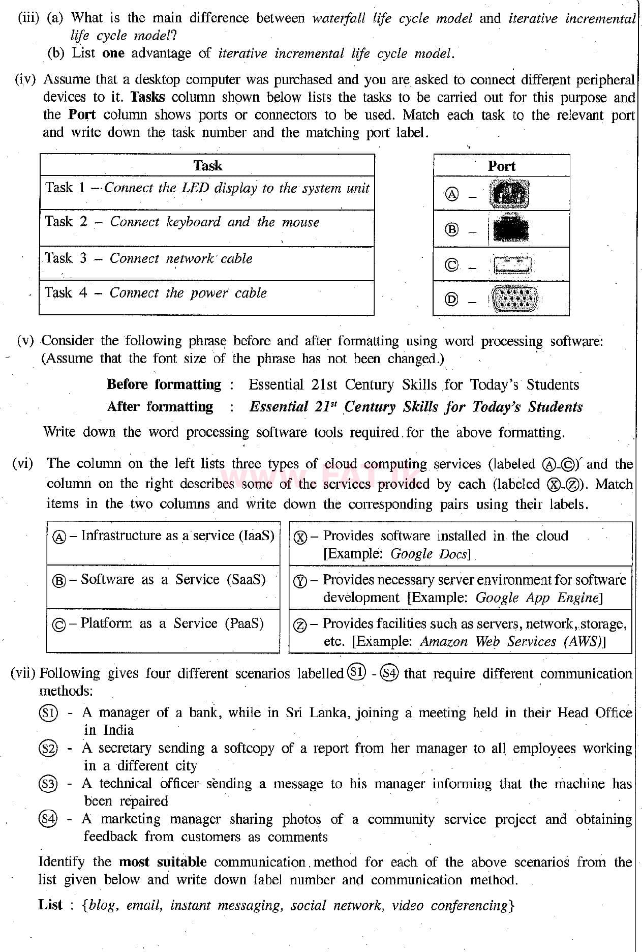 National Syllabus : Ordinary Level (O/L) Information & Communication Technology ICT - 2018 December - Paper II (English Medium) 1 2