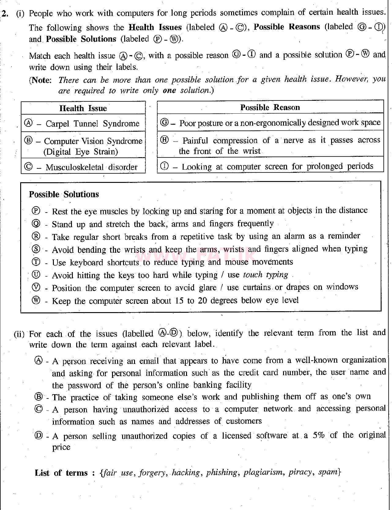 National Syllabus : Ordinary Level (O/L) Information & Communication Technology ICT - 2018 December - Paper II (English Medium) 2 1