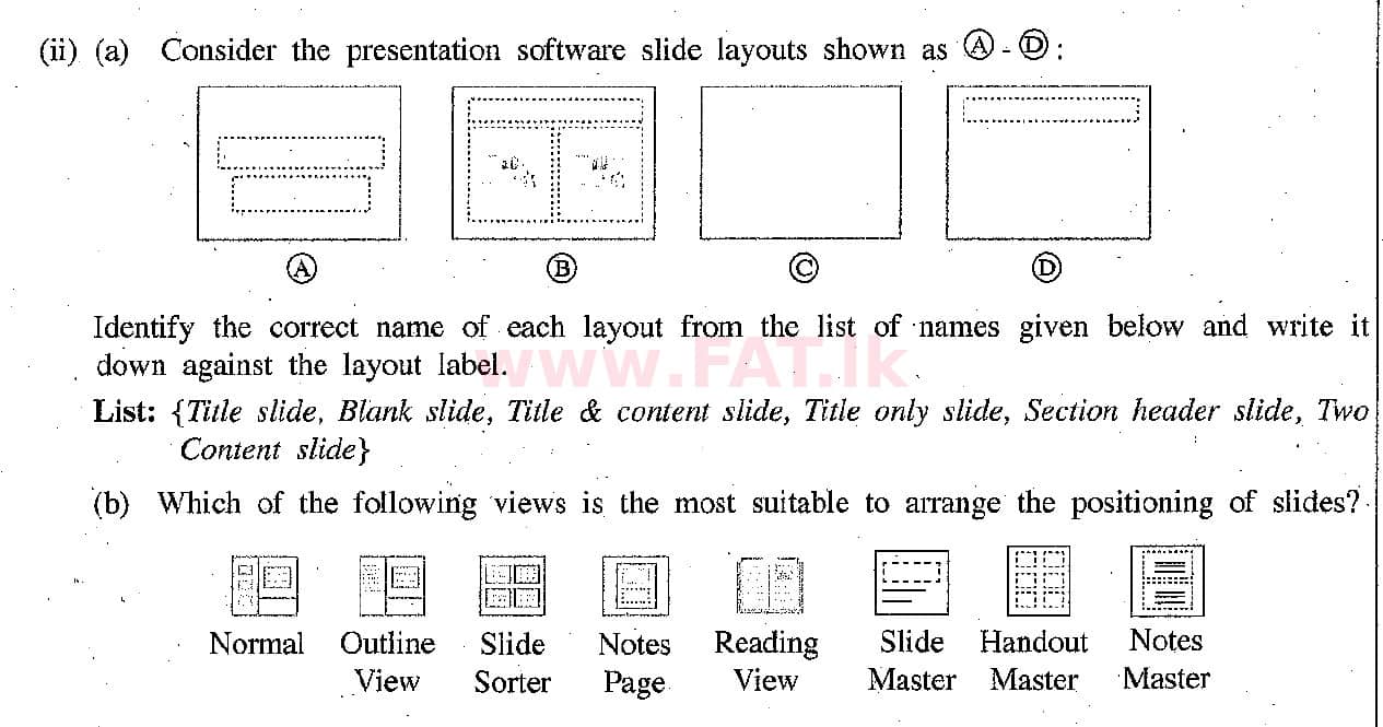 National Syllabus : Ordinary Level (O/L) Information & Communication Technology ICT - 2018 December - Paper II (English Medium) 4 2