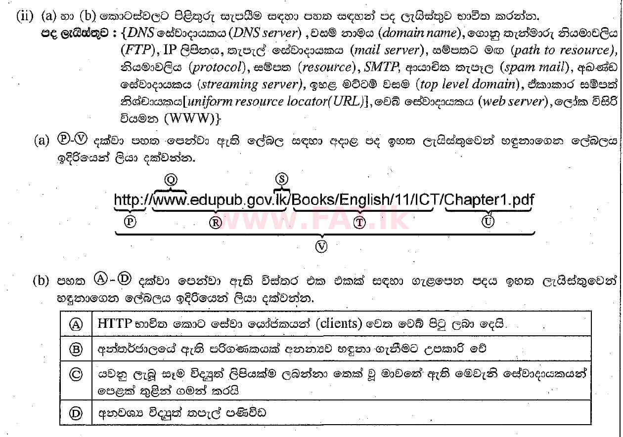 National Syllabus : Ordinary Level (O/L) Information & Communication Technology ICT - 2018 December - Paper II (සිංහල Medium) 3 2