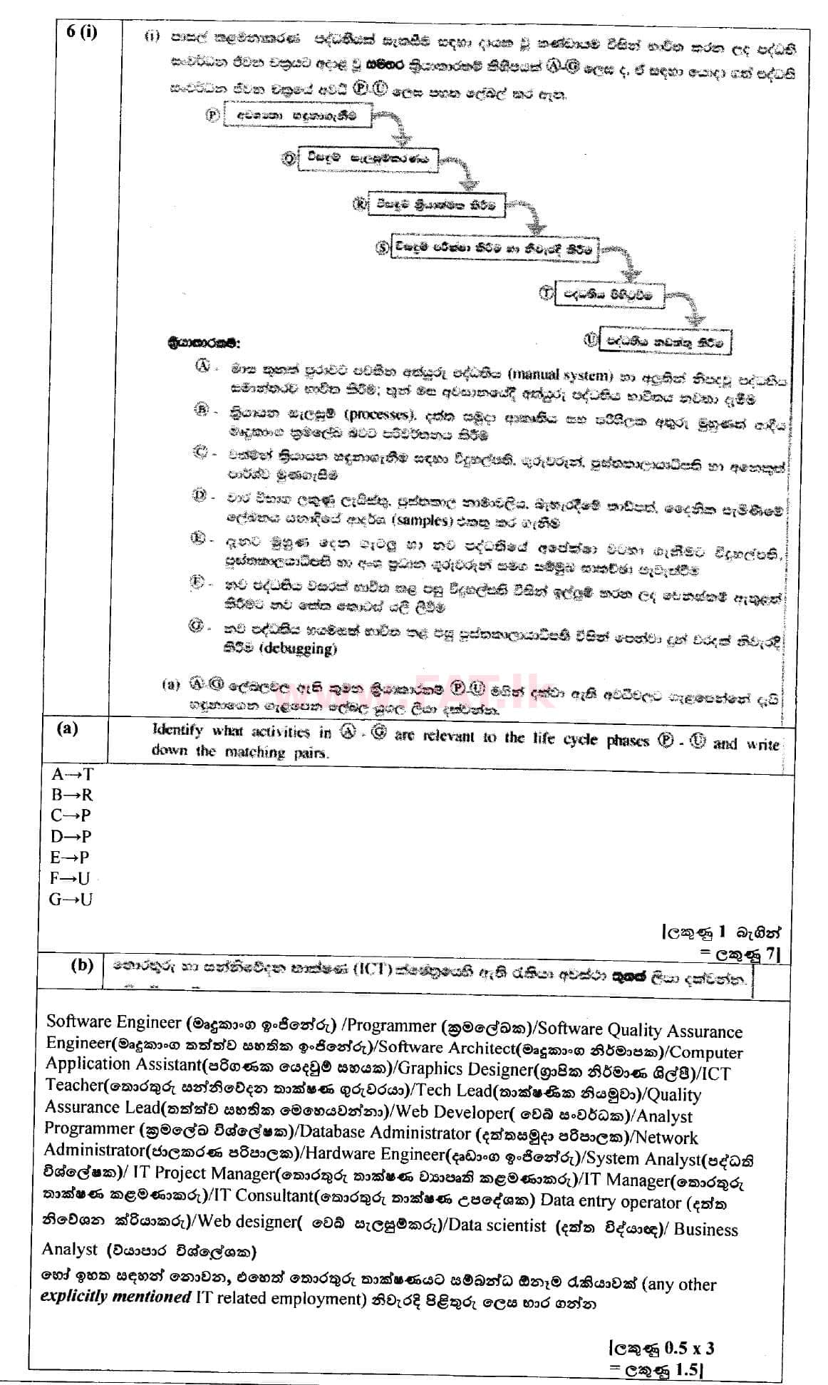 දේශීය විෂය නිර්දේශය : සාමාන්‍ය පෙළ (O/L) තොරතුරු හා සන්නිවේදන තාක්ෂණය (ICT) - 2018 දෙසැම්බර් - ප්‍රශ්න පත්‍රය II (සිංහල මාධ්‍යය) 6 4998