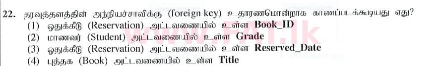 National Syllabus : Ordinary Level (O/L) Information & Communication Technology ICT - 2019 December - Paper I (தமிழ் Medium) 22 2