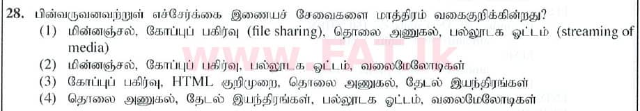 National Syllabus : Ordinary Level (O/L) Information & Communication Technology ICT - 2019 December - Paper I (தமிழ் Medium) 28 1