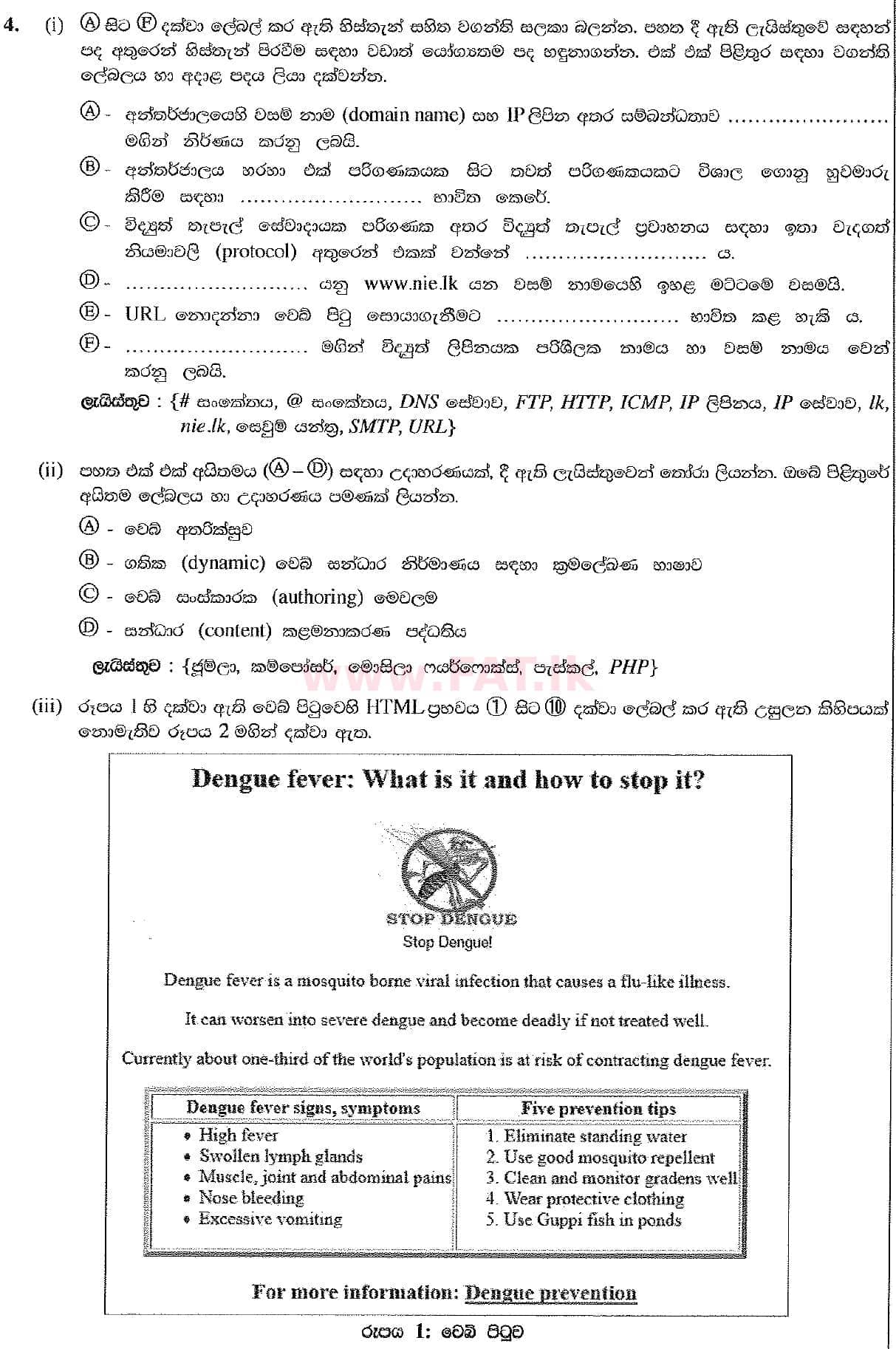 உள்ளூர் பாடத்திட்டம் : சாதாரண நிலை (சா/த) தகவல் தொடர்பாடல் தொழில்நுட்பம் - 2019 டிசம்பர் - தாள்கள் II (සිංහල மொழிமூலம்) 4 1