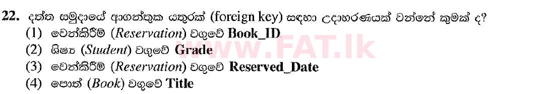 National Syllabus : Ordinary Level (O/L) Information & Communication Technology ICT - 2019 December - Paper I (සිංහල Medium) 22 2