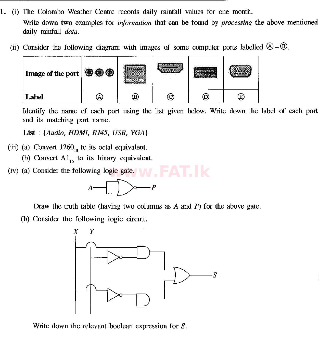 உள்ளூர் பாடத்திட்டம் : சாதாரண நிலை (சா/த) தகவல் தொடர்பாடல் தொழில்நுட்பம் - 2019 டிசம்பர் - தாள்கள் II (English மொழிமூலம்) 1 1