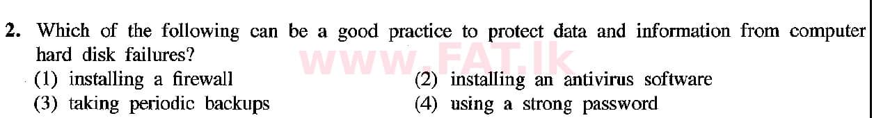 உள்ளூர் பாடத்திட்டம் : சாதாரண நிலை (சா/த) தகவல் தொடர்பாடல் தொழில்நுட்பம் - 2019 டிசம்பர் - தாள்கள் I (English மொழிமூலம்) 2 1