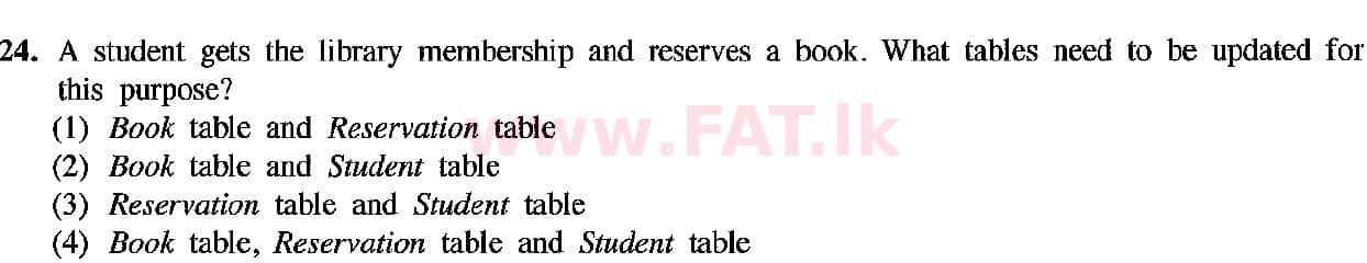 உள்ளூர் பாடத்திட்டம் : சாதாரண நிலை (சா/த) தகவல் தொடர்பாடல் தொழில்நுட்பம் - 2019 டிசம்பர் - தாள்கள் I (English மொழிமூலம்) 24 2