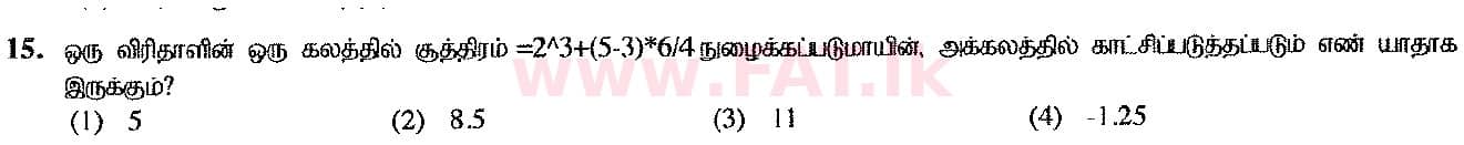 உள்ளூர் பாடத்திட்டம் : சாதாரண நிலை (சா/த) தகவல் தொடர்பாடல் தொழில்நுட்பம் - 2017 டிசம்பர் - தாள்கள் I (தமிழ் மொழிமூலம்) 15 1