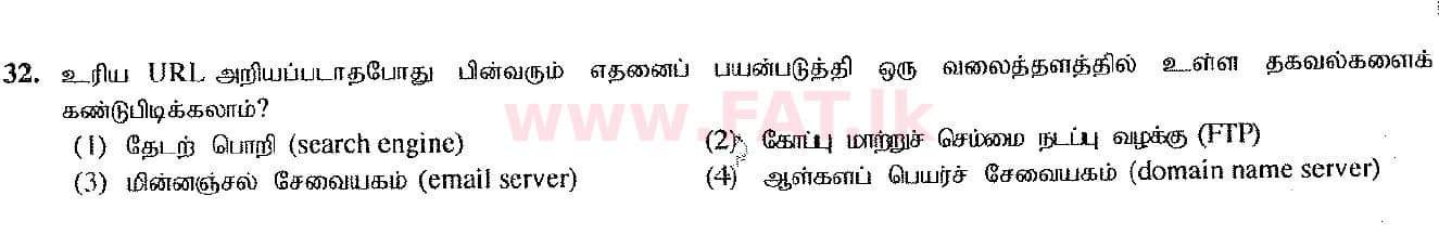 உள்ளூர் பாடத்திட்டம் : சாதாரண நிலை (சா/த) தகவல் தொடர்பாடல் தொழில்நுட்பம் - 2017 டிசம்பர் - தாள்கள் I (தமிழ் மொழிமூலம்) 32 1