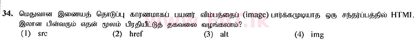 உள்ளூர் பாடத்திட்டம் : சாதாரண நிலை (சா/த) தகவல் தொடர்பாடல் தொழில்நுட்பம் - 2017 டிசம்பர் - தாள்கள் I (தமிழ் மொழிமூலம்) 34 1