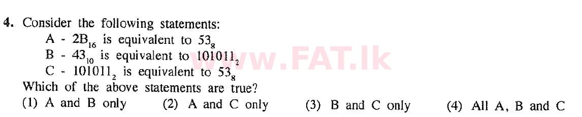 உள்ளூர் பாடத்திட்டம் : சாதாரண நிலை (சா/த) தகவல் தொடர்பாடல் தொழில்நுட்பம் - 2017 டிசம்பர் - தாள்கள் I (English மொழிமூலம்) 4 1
