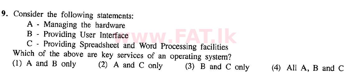 දේශීය විෂය නිර්දේශය : සාමාන්‍ය පෙළ (O/L) තොරතුරු හා සන්නිවේදන තාක්ෂණය (ICT) - 2017 දෙසැම්බර් - ප්‍රශ්න පත්‍රය I (English මාධ්‍යය) 9 1
