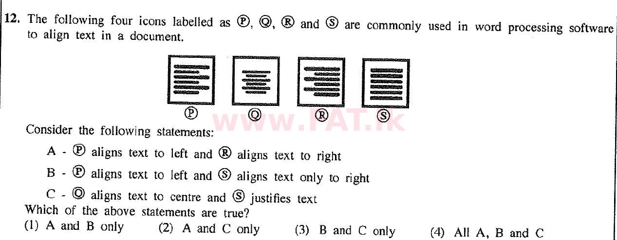 දේශීය විෂය නිර්දේශය : සාමාන්‍ය පෙළ (O/L) තොරතුරු හා සන්නිවේදන තාක්ෂණය (ICT) - 2017 දෙසැම්බර් - ප්‍රශ්න පත්‍රය I (English මාධ්‍යය) 12 1