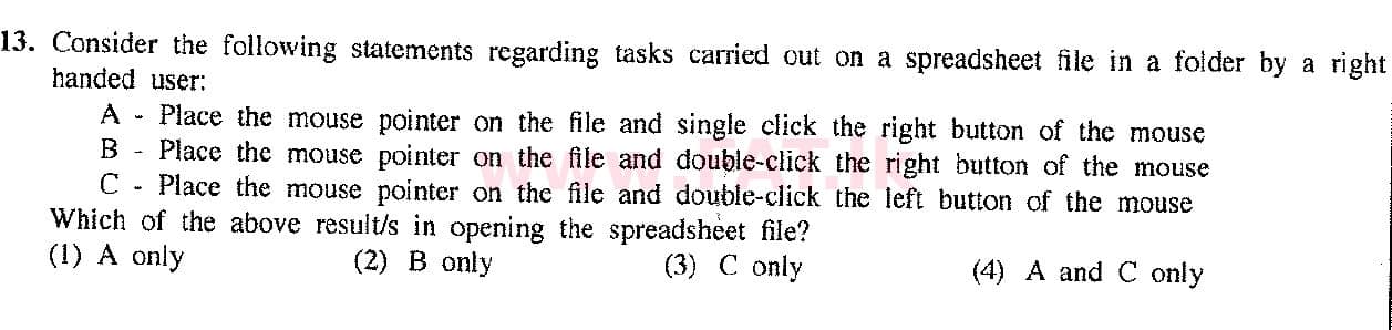 දේශීය විෂය නිර්දේශය : සාමාන්‍ය පෙළ (O/L) තොරතුරු හා සන්නිවේදන තාක්ෂණය (ICT) - 2017 දෙසැම්බර් - ප්‍රශ්න පත්‍රය I (English මාධ්‍යය) 13 1
