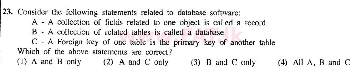 දේශීය විෂය නිර්දේශය : සාමාන්‍ය පෙළ (O/L) තොරතුරු හා සන්නිවේදන තාක්ෂණය (ICT) - 2017 දෙසැම්බර් - ප්‍රශ්න පත්‍රය I (English මාධ්‍යය) 23 1