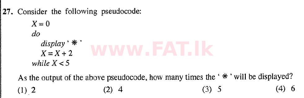 දේශීය විෂය නිර්දේශය : සාමාන්‍ය පෙළ (O/L) තොරතුරු හා සන්නිවේදන තාක්ෂණය (ICT) - 2017 දෙසැම්බර් - ප්‍රශ්න පත්‍රය I (English මාධ්‍යය) 27 1