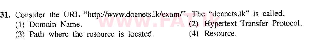 දේශීය විෂය නිර්දේශය : සාමාන්‍ය පෙළ (O/L) තොරතුරු හා සන්නිවේදන තාක්ෂණය (ICT) - 2017 දෙසැම්බර් - ප්‍රශ්න පත්‍රය I (English මාධ්‍යය) 31 1