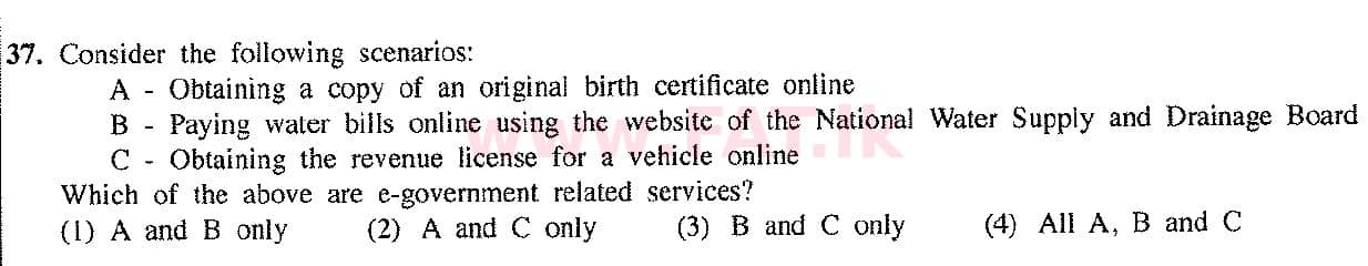 දේශීය විෂය නිර්දේශය : සාමාන්‍ය පෙළ (O/L) තොරතුරු හා සන්නිවේදන තාක්ෂණය (ICT) - 2017 දෙසැම්බර් - ප්‍රශ්න පත්‍රය I (English මාධ්‍යය) 37 1