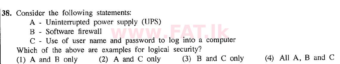 දේශීය විෂය නිර්දේශය : සාමාන්‍ය පෙළ (O/L) තොරතුරු හා සන්නිවේදන තාක්ෂණය (ICT) - 2017 දෙසැම්බර් - ප්‍රශ්න පත්‍රය I (English මාධ්‍යය) 38 1