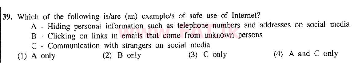 දේශීය විෂය නිර්දේශය : සාමාන්‍ය පෙළ (O/L) තොරතුරු හා සන්නිවේදන තාක්ෂණය (ICT) - 2017 දෙසැම්බර් - ප්‍රශ්න පත්‍රය I (English මාධ්‍යය) 39 1