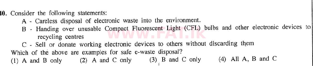 දේශීය විෂය නිර්දේශය : සාමාන්‍ය පෙළ (O/L) තොරතුරු හා සන්නිවේදන තාක්ෂණය (ICT) - 2017 දෙසැම්බර් - ප්‍රශ්න පත්‍රය I (English මාධ්‍යය) 40 1