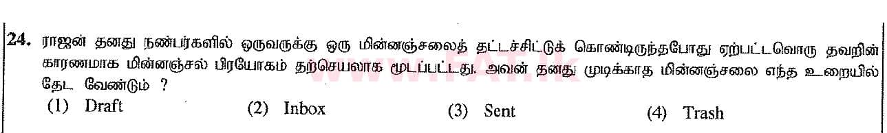 National Syllabus : Ordinary Level (O/L) Information & Communication Technology ICT - 2016 December - Paper I (தமிழ் Medium) 24 1