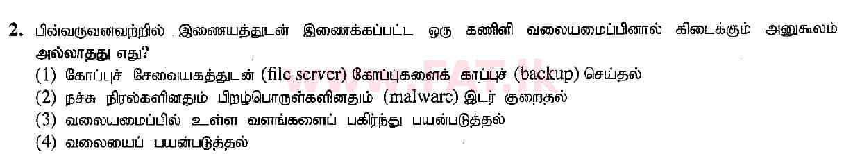 உள்ளூர் பாடத்திட்டம் : சாதாரண நிலை (சா/த) தகவல் தொடர்பாடல் தொழில்நுட்பம் - 2015 டிசம்பர் - தாள்கள் I (தமிழ் மொழிமூலம்) 2 1
