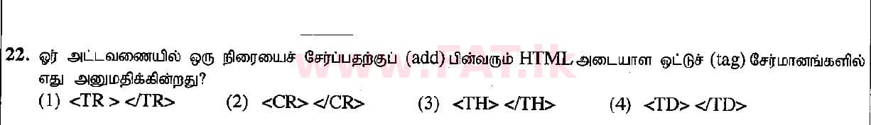 உள்ளூர் பாடத்திட்டம் : சாதாரண நிலை (சா/த) தகவல் தொடர்பாடல் தொழில்நுட்பம் - 2015 டிசம்பர் - தாள்கள் I (தமிழ் மொழிமூலம்) 22 1