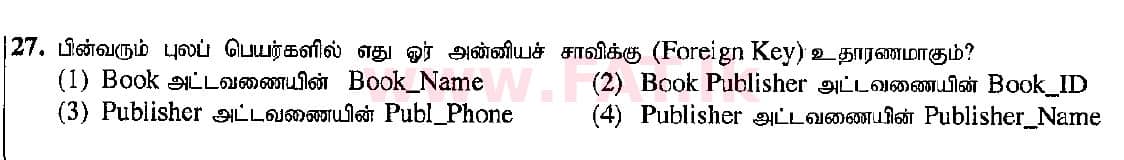 உள்ளூர் பாடத்திட்டம் : சாதாரண நிலை (சா/த) தகவல் தொடர்பாடல் தொழில்நுட்பம் - 2015 டிசம்பர் - தாள்கள் I (தமிழ் மொழிமூலம்) 27 2