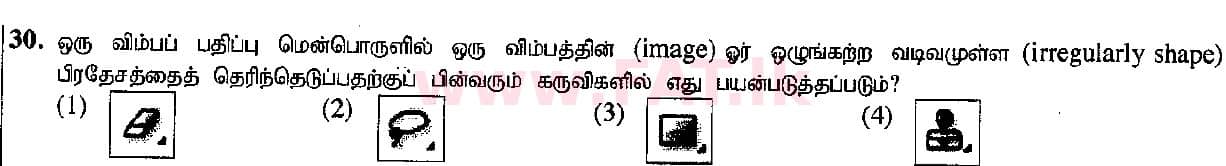 உள்ளூர் பாடத்திட்டம் : சாதாரண நிலை (சா/த) தகவல் தொடர்பாடல் தொழில்நுட்பம் - 2015 டிசம்பர் - தாள்கள் I (தமிழ் மொழிமூலம்) 30 1