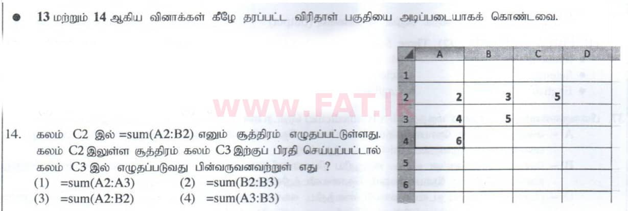 දේශීය විෂය නිර්දේශය : සාමාන්‍ය පෙළ (O/L) තොරතුරු හා සන්නිවේදන තාක්ෂණය (ICT) - 2014 දෙසැම්බර් - ප්‍රශ්න පත්‍රය I (தமிழ் මාධ්‍යය) 14 1