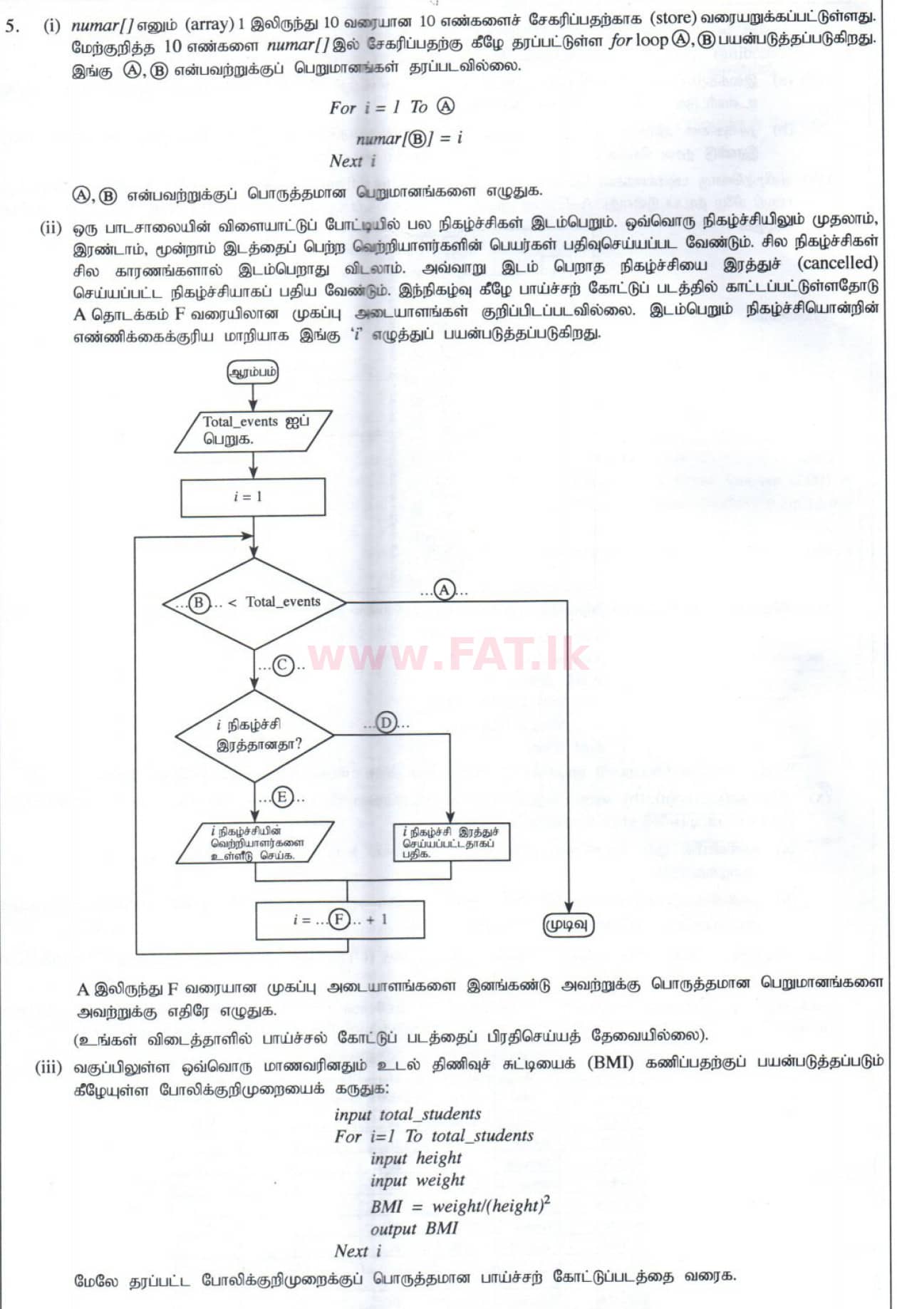 National Syllabus : Ordinary Level (O/L) Information & Communication Technology ICT - 2014 December - Paper II (தமிழ் Medium) 5 1