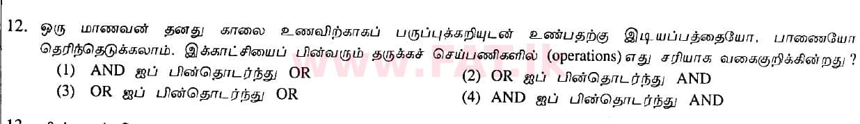 உள்ளூர் பாடத்திட்டம் : சாதாரண நிலை (சா/த) தகவல் தொடர்பாடல் தொழில்நுட்பம் - 2010 டிசம்பர் - தாள்கள் I (தமிழ் மொழிமூலம்) 12 1