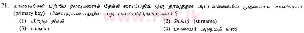National Syllabus : Ordinary Level (O/L) Information & Communication Technology ICT - 2010 December - Paper I (தமிழ் Medium) 21 1
