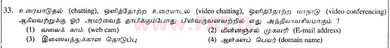 National Syllabus : Ordinary Level (O/L) Information & Communication Technology ICT - 2010 December - Paper I (தமிழ் Medium) 33 1