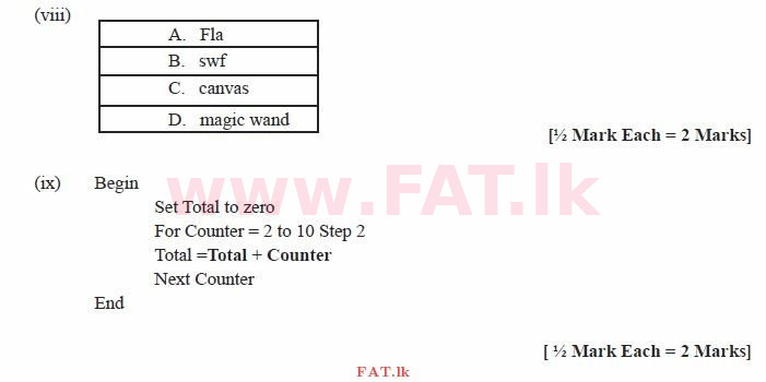 உள்ளூர் பாடத்திட்டம் : சாதாரண நிலை (சா/த) தகவல் தொடர்பாடல் தொழில்நுட்பம் - 2011 டிசம்பர் - தாள்கள் II (සිංහල மொழிமூலம்) 1 2001