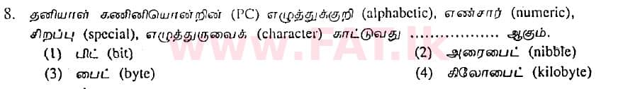 உள்ளூர் பாடத்திட்டம் : சாதாரண நிலை (சா/த) தகவல் தொடர்பாடல் தொழில்நுட்பம் - 2008 டிசம்பர் - தாள்கள் I (தமிழ் மொழிமூலம்) 8 1