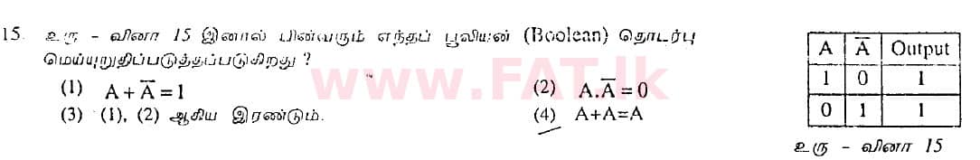 உள்ளூர் பாடத்திட்டம் : சாதாரண நிலை (சா/த) தகவல் தொடர்பாடல் தொழில்நுட்பம் - 2008 டிசம்பர் - தாள்கள் I (தமிழ் மொழிமூலம்) 15 1