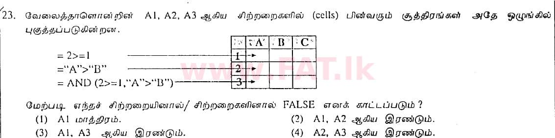 உள்ளூர் பாடத்திட்டம் : சாதாரண நிலை (சா/த) தகவல் தொடர்பாடல் தொழில்நுட்பம் - 2008 டிசம்பர் - தாள்கள் I (தமிழ் மொழிமூலம்) 23 1