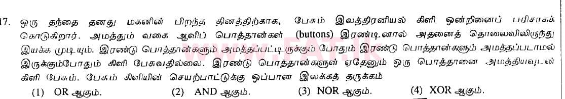 உள்ளூர் பாடத்திட்டம் : சாதாரண நிலை (சா/த) தகவல் தொடர்பாடல் தொழில்நுட்பம் - 2009 டிசம்பர் - தாள்கள் I (தமிழ் மொழிமூலம்) 17 1