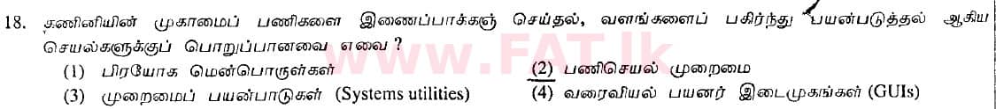 உள்ளூர் பாடத்திட்டம் : சாதாரண நிலை (சா/த) தகவல் தொடர்பாடல் தொழில்நுட்பம் - 2009 டிசம்பர் - தாள்கள் I (தமிழ் மொழிமூலம்) 18 1